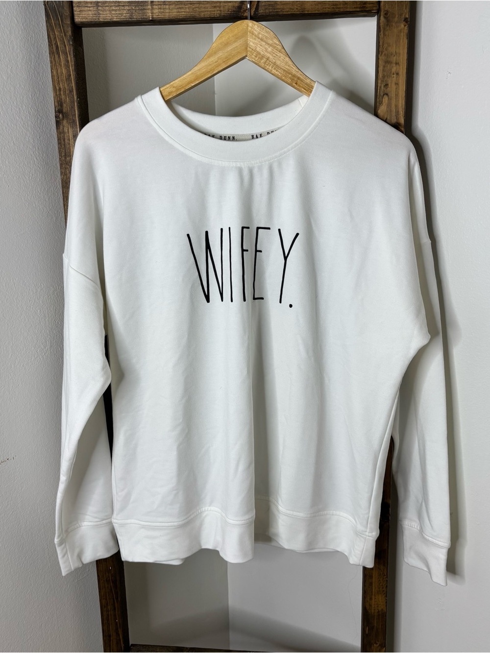 Rae Dunn White WIFEY Graphic Sweatshirt Size M